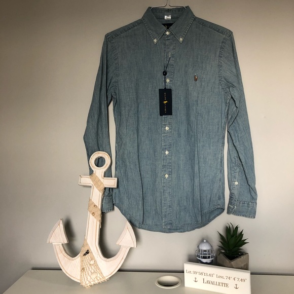 NWT Ralph Lauren Chambray Button Down Men’s - Picture 2 of 8